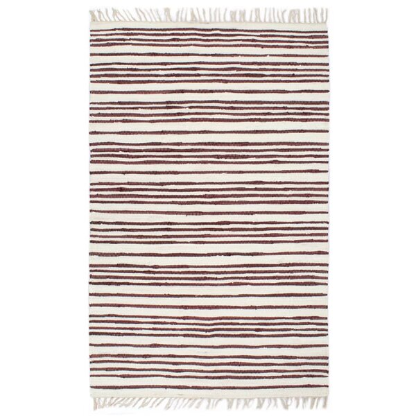 vidaXL Tapis chindi tissé à la main Coton 200x290 cm Bordeaux et blanc