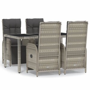 vidaXL Ensemble à manger de jardin 5 Pièces coussins gris résine tressée