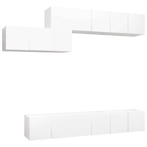 vidaXL Ensemble de meubles TV 7 Pièces Blanc Bois d'ingénierie