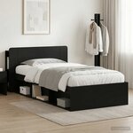 vidaXL Cadre de lit avec rangement Noir 100 x 200 cm Bois d'ingénierie