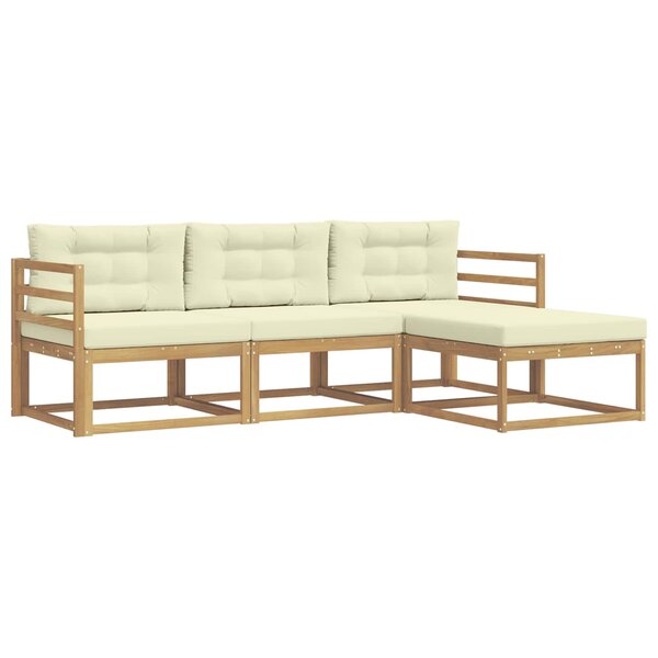 vidaXL Ensemble de canapés d'extérieur 4 Pièces Blanc et crème Polyester
