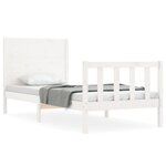 vidaXL Cadre de lit et tête de lit blanc 100x200 cm bois massif