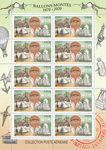 Minifeuille 10 timbres - 150 ans Ballons montés - Lettre prioritaire