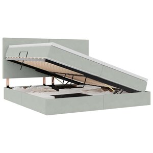 vidaXL Lit de rangement LED avec matelas Gris clair 200 x 200 cm