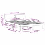 vidaXL Cadre de lit Marron 140 x 200 cm Bois de pin massif