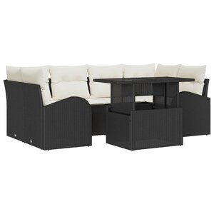 vidaXL Ensemble de canapé de jardin 7 Pièces Noir 100 x 55 x 73 cm