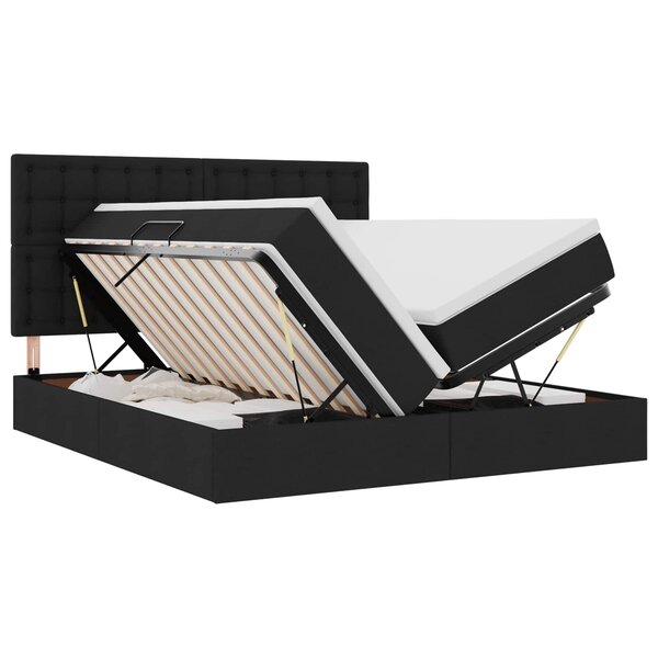 vidaXL Lit de rangement LED avec matelas Noir 180 x 200 cm Tissu