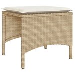 vidaXL Canapé de jardin 2 places avec table et tabourets beige rotin