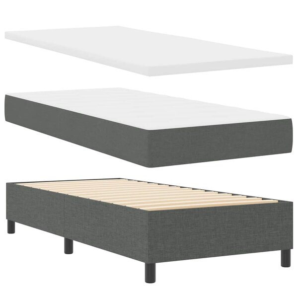 vidaXL Lit à ressorts avec matelas Gris foncé 90 x 200 cm tissu