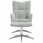 vidaXL Chaise de relaxation avec tabouret Gris clair Velours