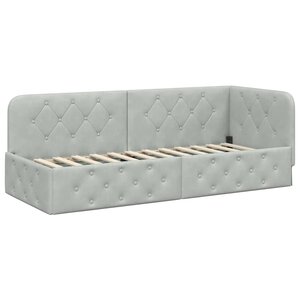 vidaXL Cadre de lit d'angle Gris clair 80 x 200 cm Velours