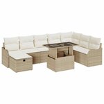 vidaXL Ensemble de canapé de jardin 9 Pièces Beige Poly rotin