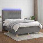 vidaXL Sommier à lattes de lit et matelas et LED Gris foncé 140x200 cm