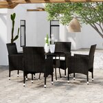 vidaXL Ensemble à manger de jardin 5 Pièces Résine tressée Noir