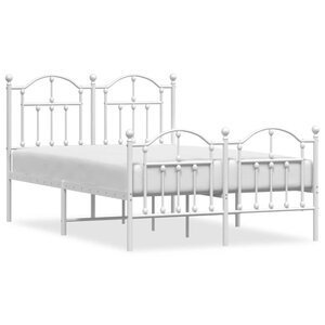 vidaXL Cadre de lit métal sans matelas et pied de lit blanc 120x190 cm