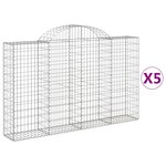 vidaXL Paniers à gabions arqués 5 Pièces 200x30x120/140 cm Fer galvanisé