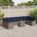 vidaXL Ensemble de canapé de jardin Gris et marine polyrotin