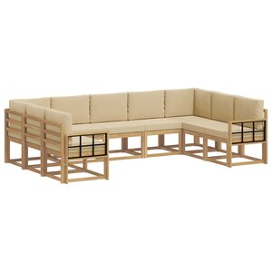vidaXL Ensemble de canapés d'extérieur 9 Pièces Blanc et Beige