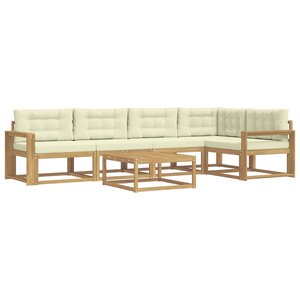 vidaXL Ensemble de canapés d'extérieur 6 pc Blanc et crème Polyester