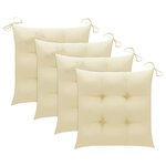 vidaXL Chaises de jardin avec coussins blanc crème 4 Pièces Teck massif