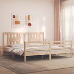vidaXL Cadre de lit avec tête de lit 200x200 cm bois massif