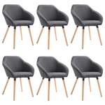 vidaXL Chaises à manger lot de 6 gris foncé tissu