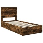 vidaXL Lit de Rangement Chêne fumé 90 x 190 cm Bois d'ingénierie
