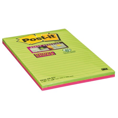 Pack de 2 blocs 45 feuilles Notes adhésives Super Sticky 125x200 m Ultra  Lignés POST-IT - La Poste