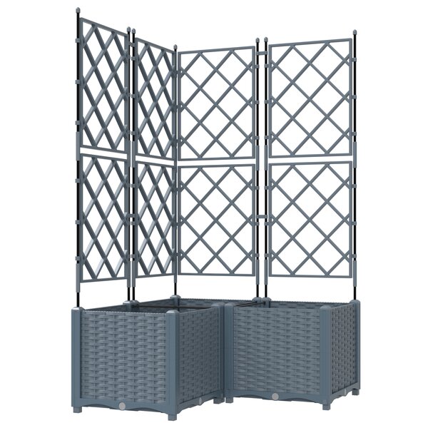 vidaXL Jardinière avec treillis 3 Pièces Gris clair 80x80x143 cm