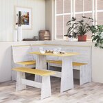 vidaXL Ensemble à manger REINE 3 Pièces marron miel blanc bois pin massif