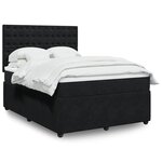 vidaXL Sommier à lattes de lit avec matelas Noir 140x190 cm Velours