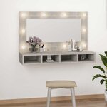 vidaXL Armoire à miroir avec LED Gris béton 90x31 5x62 cm