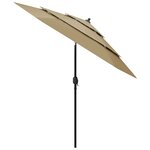 vidaXL Parasol de jardin à 3 niveaux avec mât en aluminium taupe 2 5 m