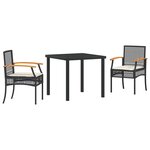 vidaXL Ensemble de salle à manger pour jardin 3 Pièces Noir polyrotin