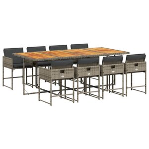 vidaXL Ensemble à manger de jardin 9 Pièces coussins gris résine tressée