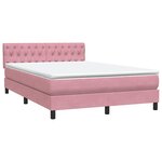 vidaXL Sommier à lattes de lit avec matelas rose 140x210 cm velours