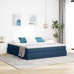 vidaXL Lit avec rangement et matelas Bleu 180 x 200 cm Polyester