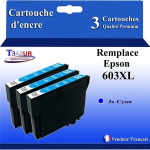 3x Cartouches Compatibles  avec Epson 603 603XL pour Epson WorkForce WF-2820DWF  WF-2830DWF  WF-2840DWF  WF-2850DWF  WF-2870DWF  WF2835-DWF Cyan