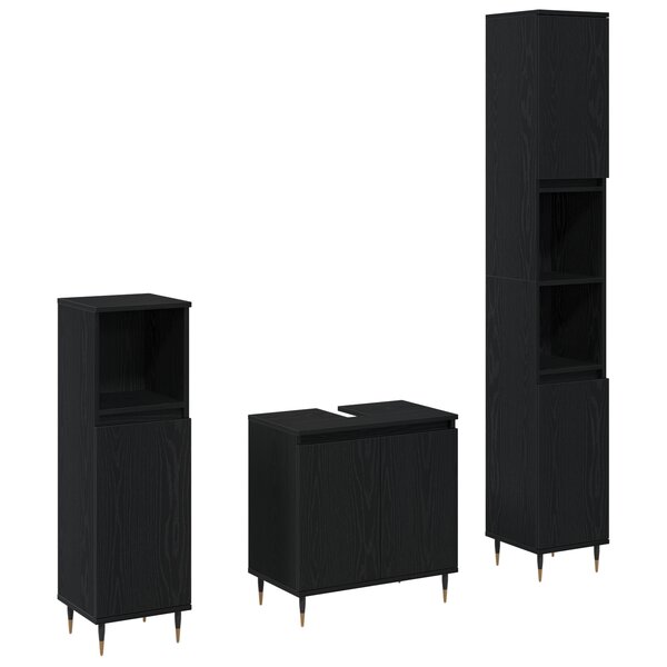 vidaXL Ensemble de meubles de salle de bain 3 pièces chêne noir bois d'ingénierie
