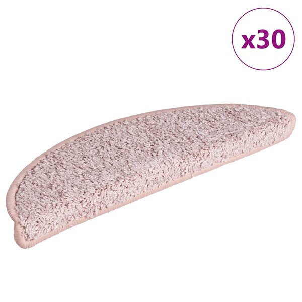 vidaXL Tapis d'escalier 30 pièces 56 x 17 x 3 cm Rose clair Demi-rond