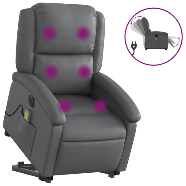 vidaXL Fauteuil inclinable de massage électrique gris similicuir