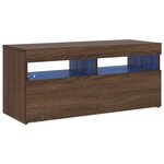 vidaXL Meuble TV avec lumières LED Chêne marron 90x35x40 cm