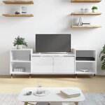 vidaXL Meuble TV Blanc brillant 160x35x55 cm Bois d'ingénierie