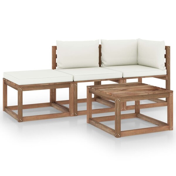 vidaXL Salon palette de jardin 4Pièces avec coussins Bois de pin imprégné