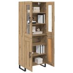 vidaXL Haut Armoire 2 Pièces Chêne artisanal Bois Aggloméré et Verre