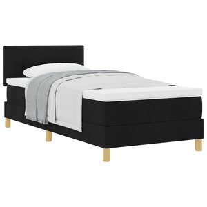 vidaXL Lit à ressorts avec coussin Noir 90 x 200 cm tissu