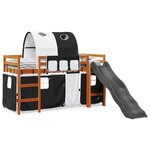 vidaXL Lit mezzanine enfants et tunnel blanc/noir 80x200cm pin massif