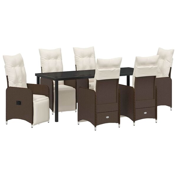 vidaXL Ensemble de salle à manger pour jardin 7 pc Marron polyrotin