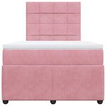 vidaXL Sommier à lattes de lit avec matelas rose 120x190 cm velours
