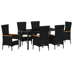 vidaXL Ensemble de salle à manger pour jardin 7 Pièces Noir Poly rotin